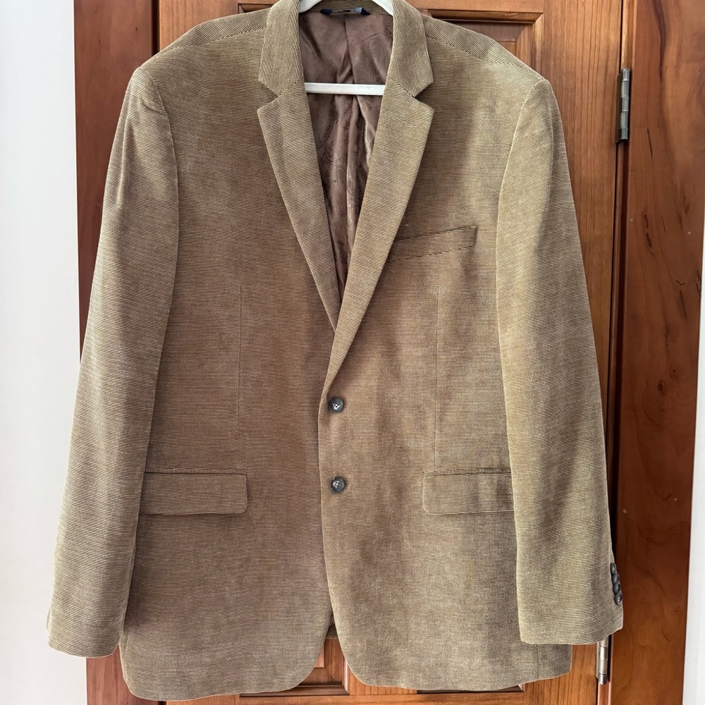 Afazzy Corduroy 2 Button Blazer Sport Coat Men's 50L Tan Dark Taupe Church